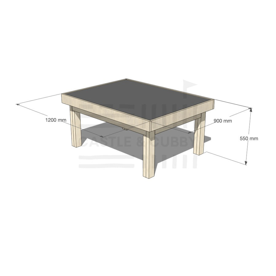 Pine wooden multipurpose chalkboard drawing table 900 x 1200mm and 550mm height with dimensions