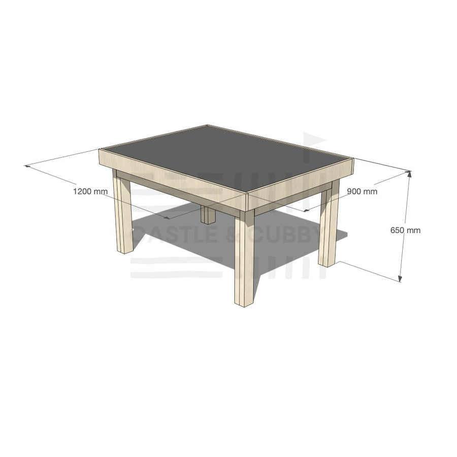 Pine wooden multipurpose chalkboard drawing table 900 x 1200mm and 650mm height with dimensions