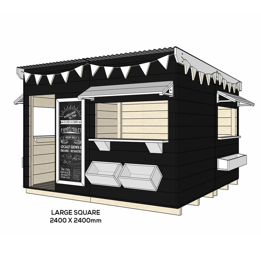 Painted wooden farmers market themed cubby large square size