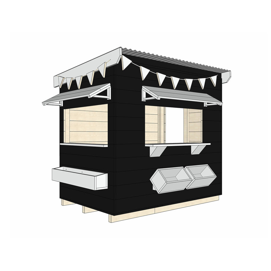 Painted timber farmers market village cubby house little rectangle size