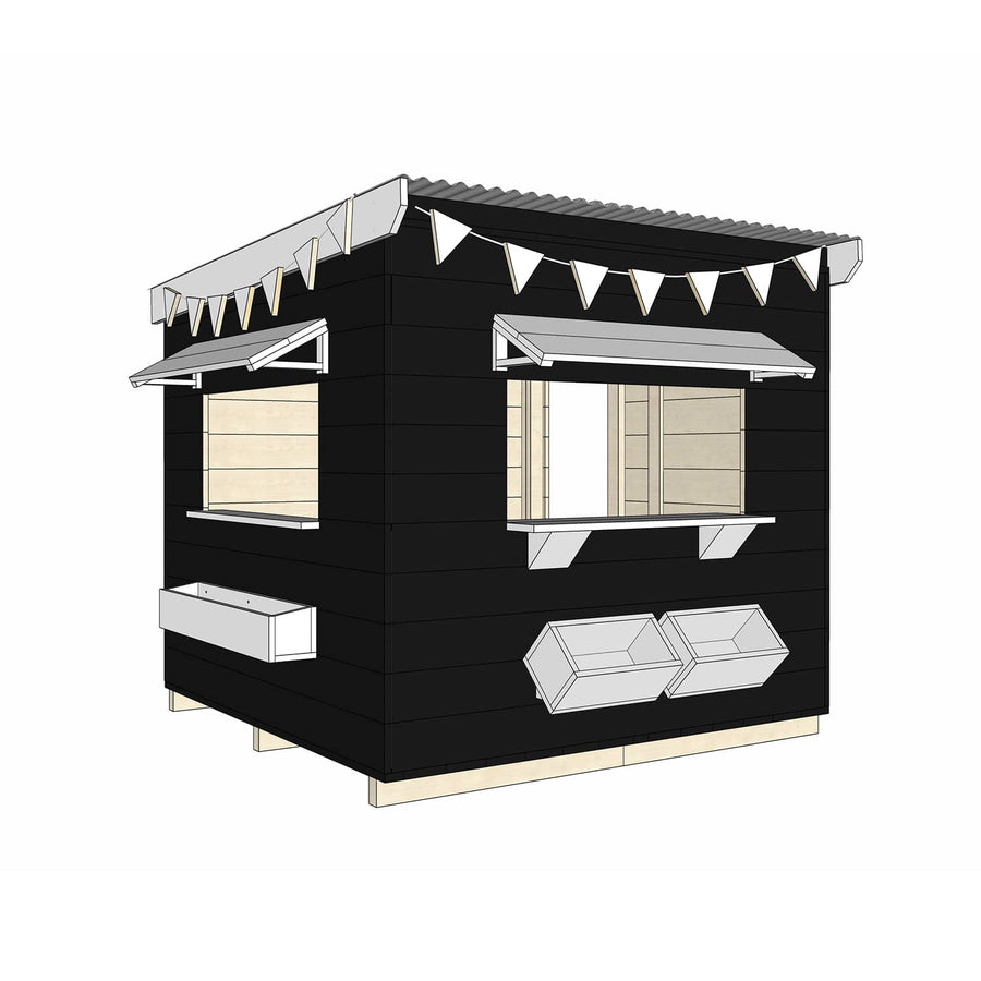 Painted timber farmers market village cubby house midi square size