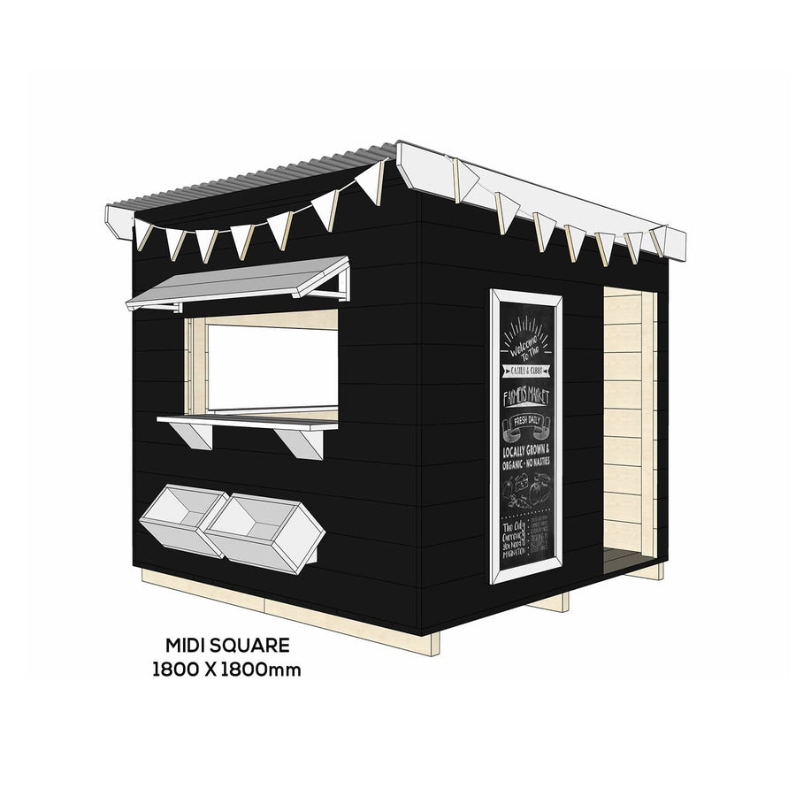 Painted wooden farmers market themed cubby midi square size