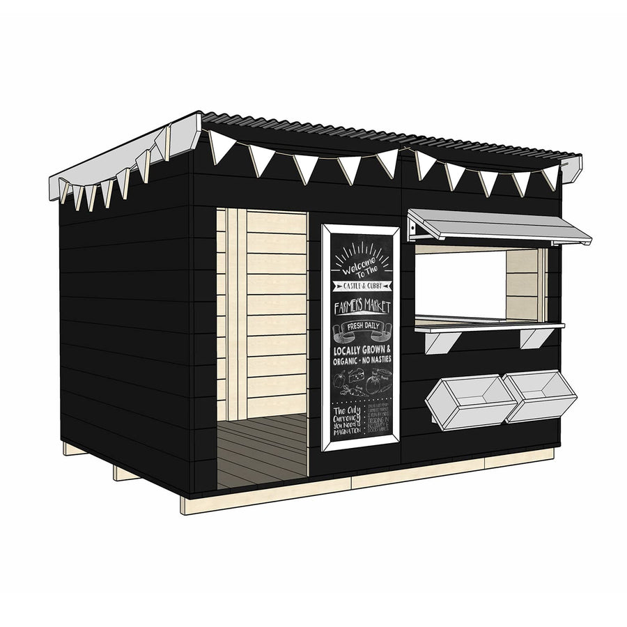Painted timber farmers market village cubby house large rectangle size