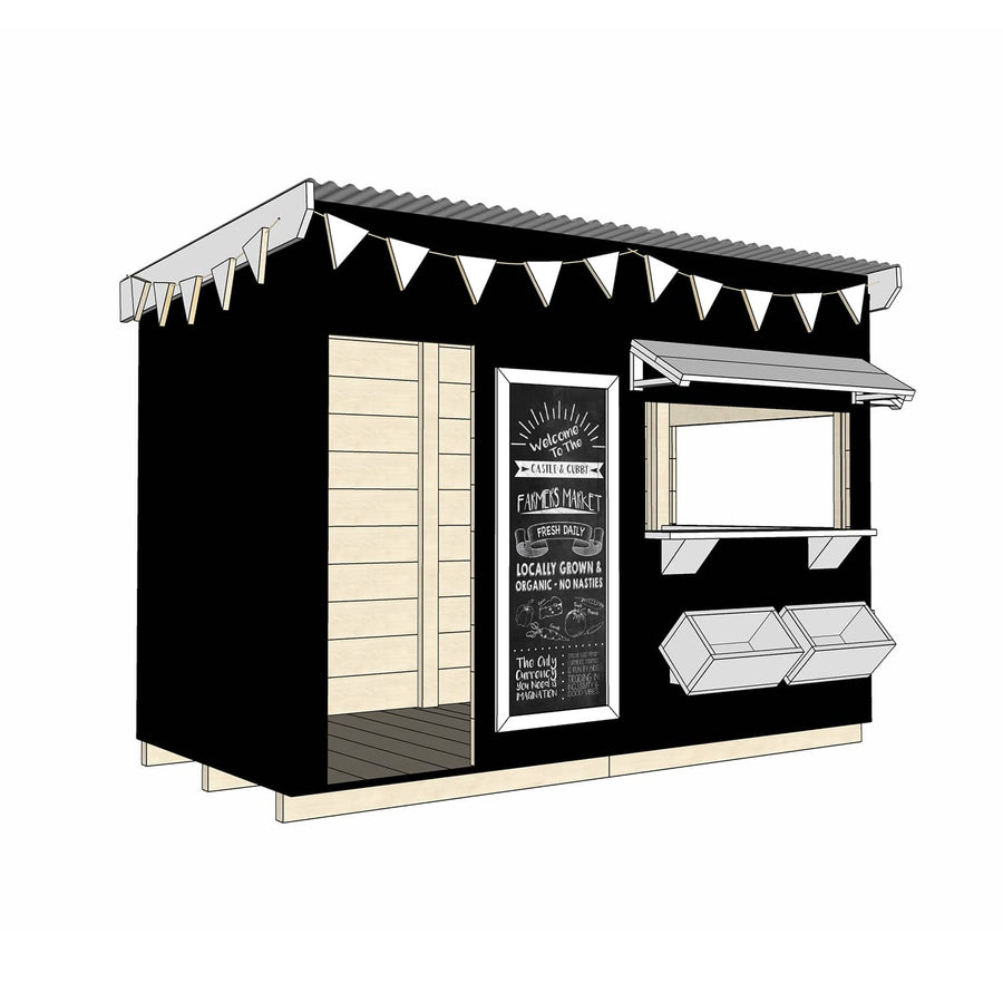 Painted timber farmers market village cubby house midi rectangle size