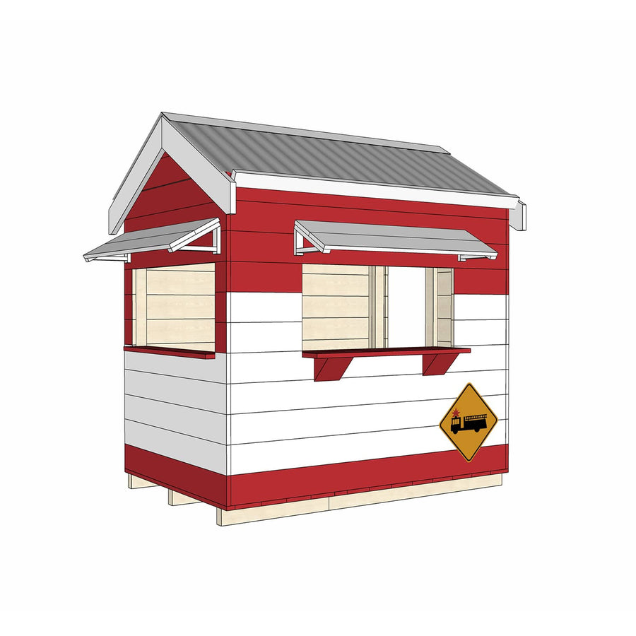 Painted timber fire station village cubby house little rectangle size
