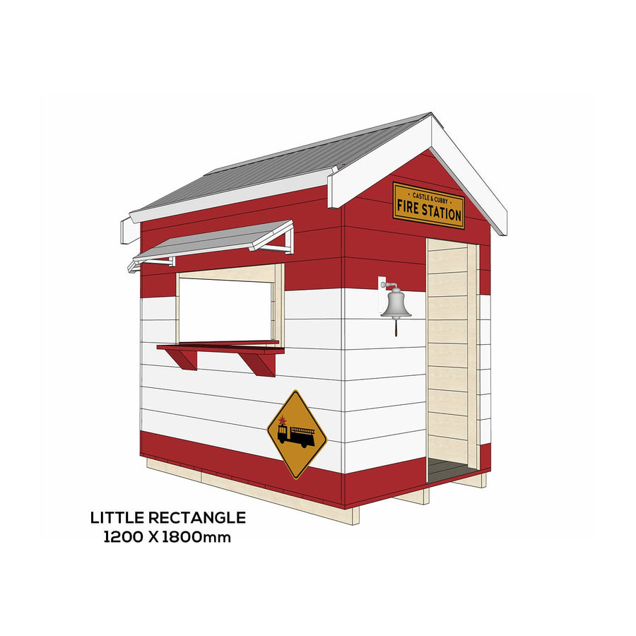 Painted wooden fire station themed cubby little rectangle size
