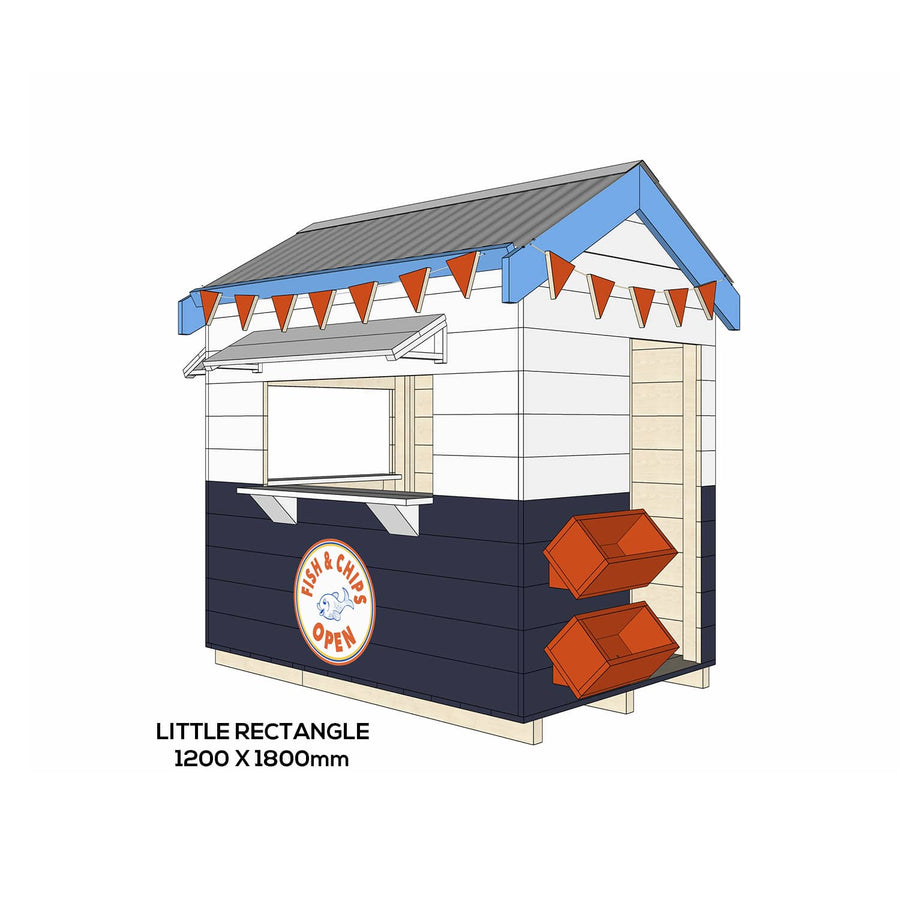 Painted wooden fish n chip shop themed cubby little rectangle size