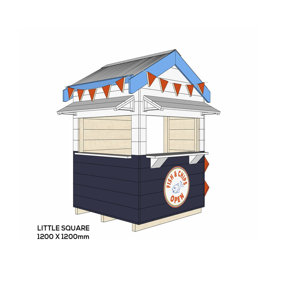 Painted timber fish n chip shop village cubby house little square size
