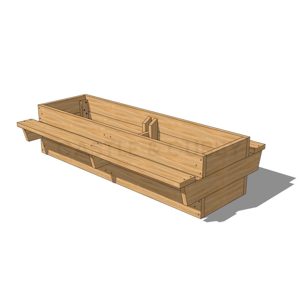 Raised garden bed with seating CAD image on white background