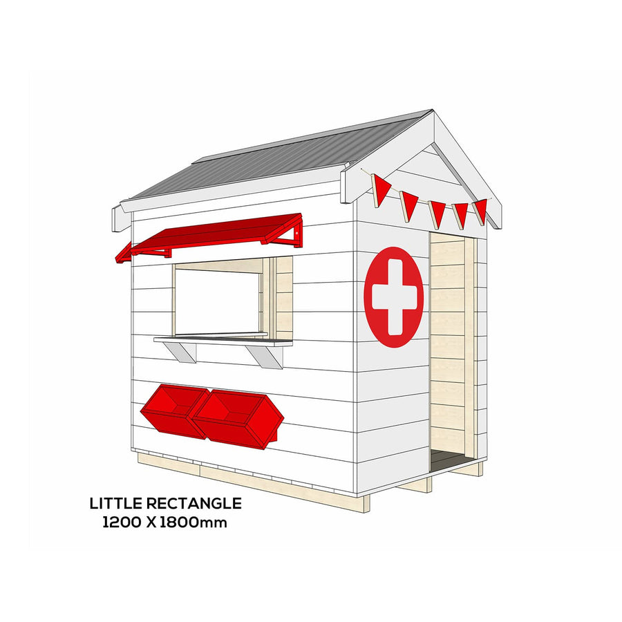 Painted wooden hospital themed cubby little rectangle size