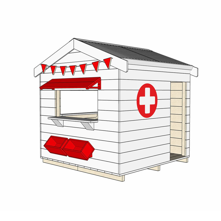 Painted wooden hospital themed cubby midi square size