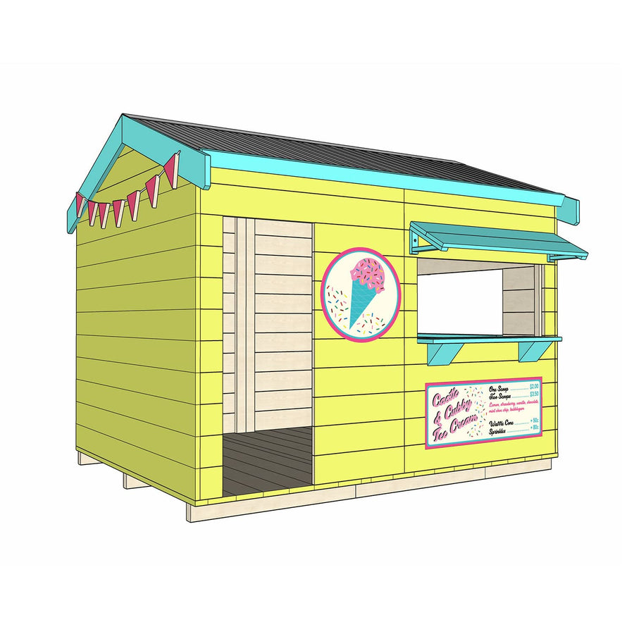 Painted timber ice cream shop village cubby house large rectangle size