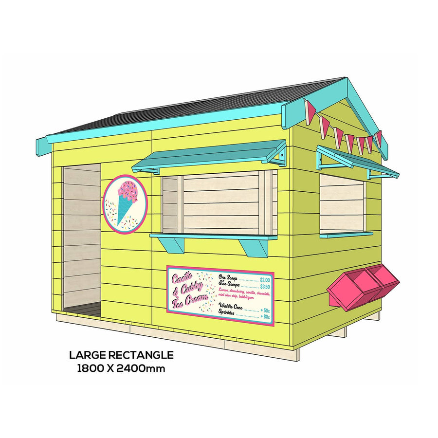 Painted wooden ice cream shop themed cubby large rectangle size