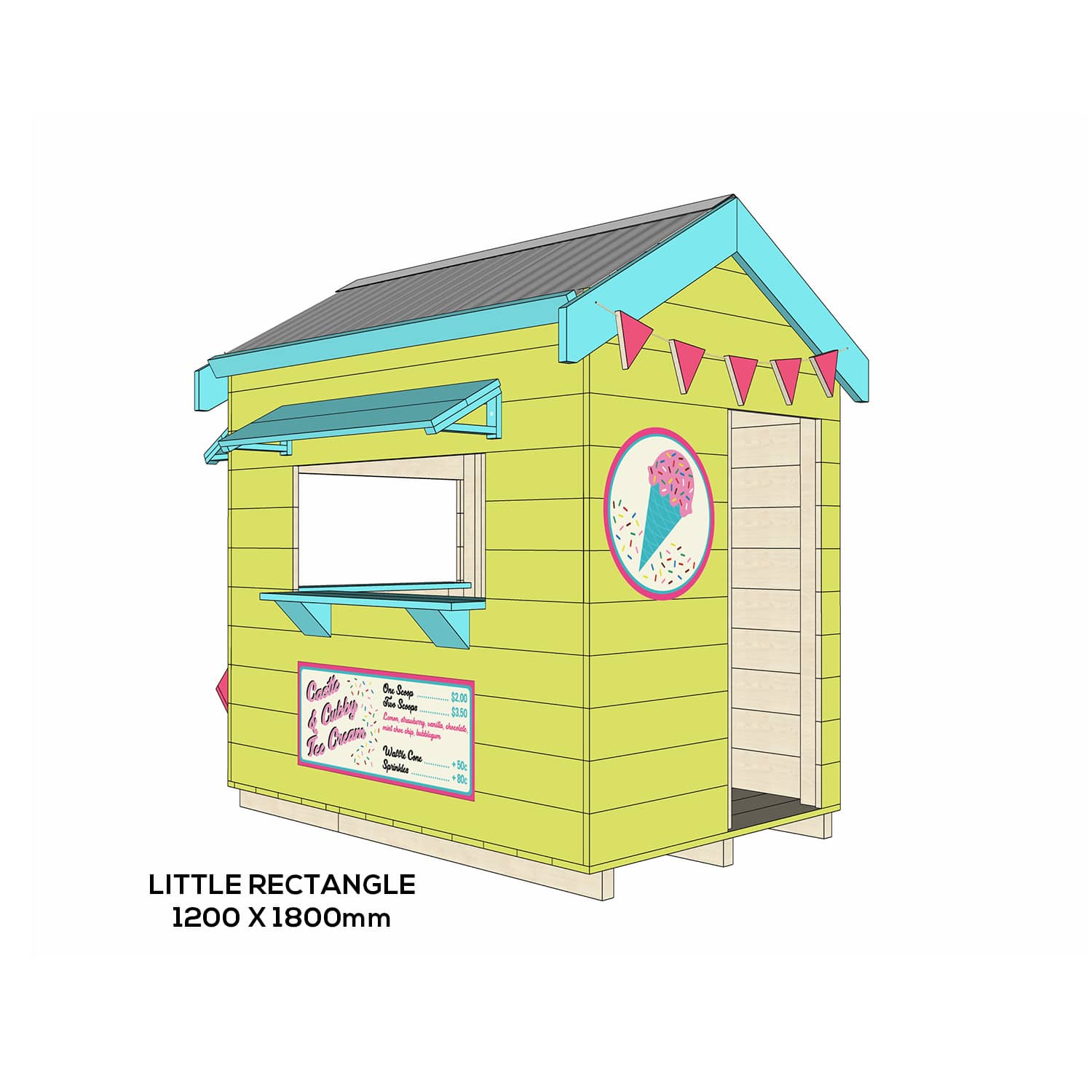 Painted wooden ice cream shop themed cubby little rectangle size