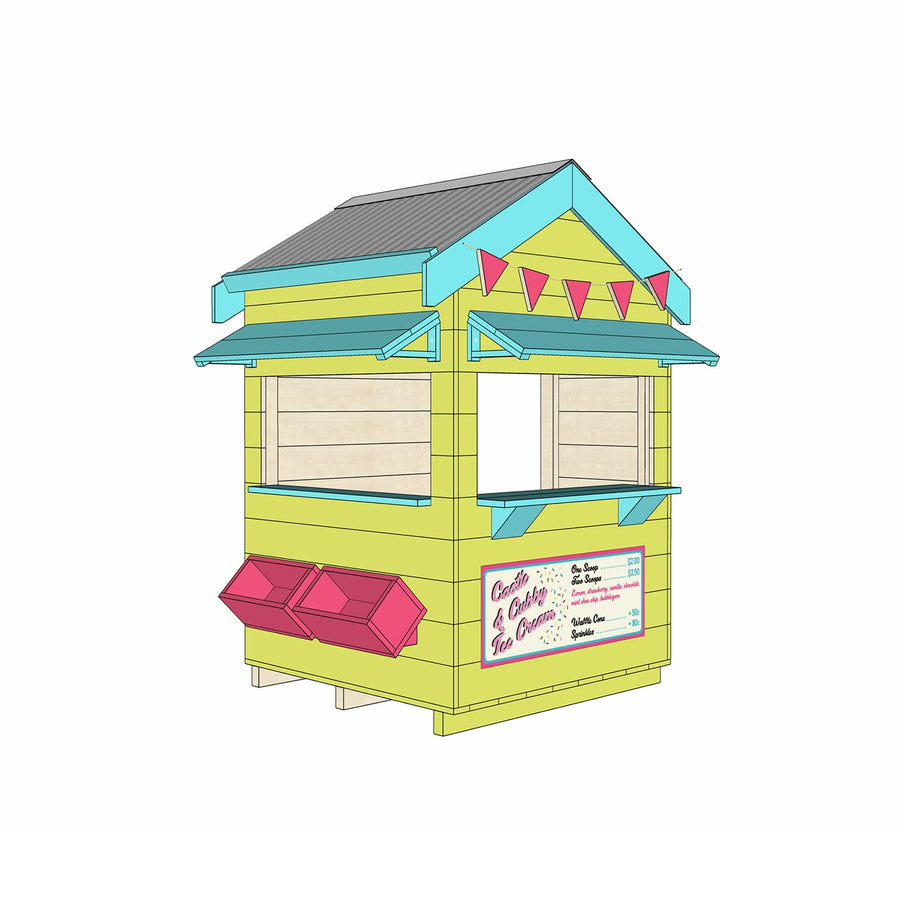 Painted timber ice cream shop village cubby house little square size