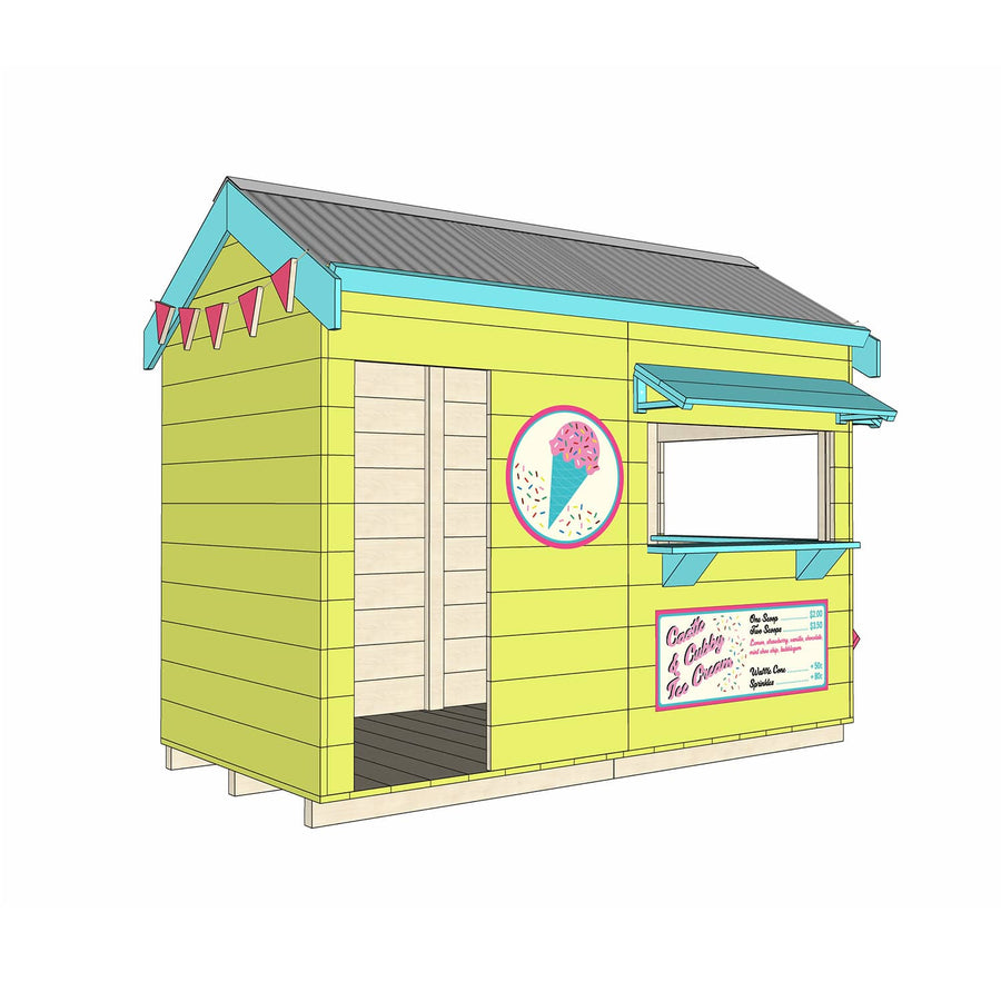 Painted timber ice cream shop village cubby house midi rectangle size