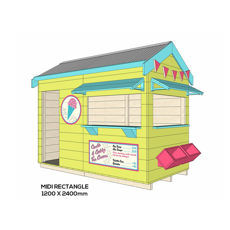 Painted wooden ice cream shop themed cubby midi rectangle size