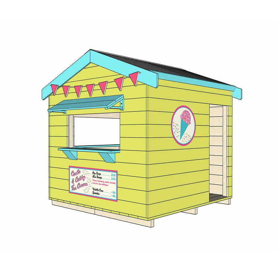 Painted wooden ice cream shop themed cubby midi square size