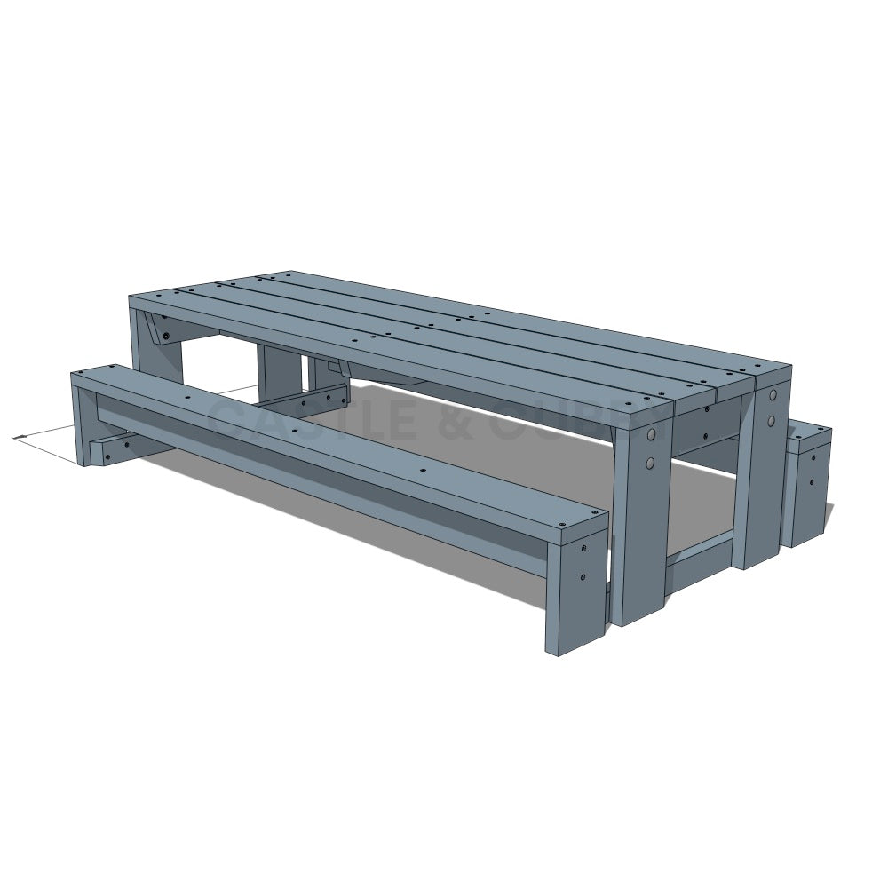 CAD image of painted timber outdoor table for educational settings