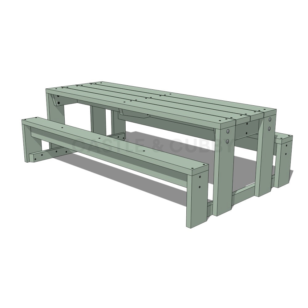 CAD image of painted timber outdoor table for educational settings