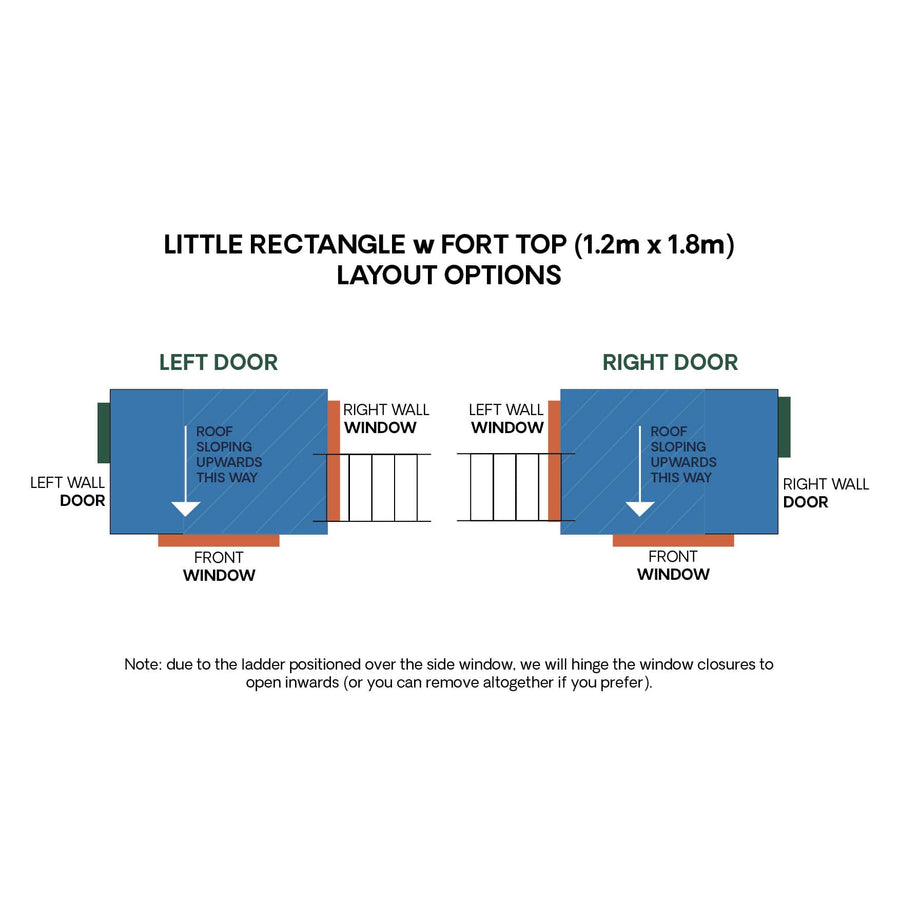 Layout diagram of little rectangle cubby with enclosed fort top