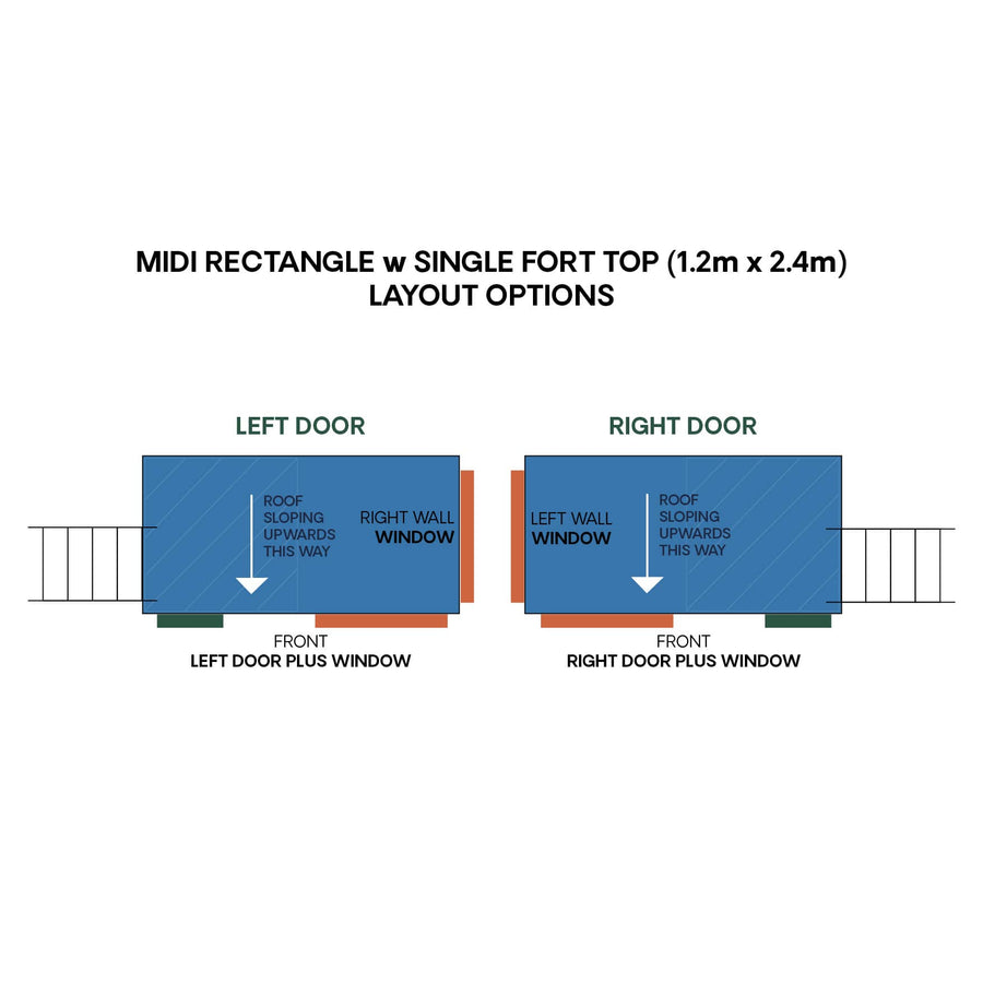 Layout diagram of midi rectangle cubby with single enclosed fort top