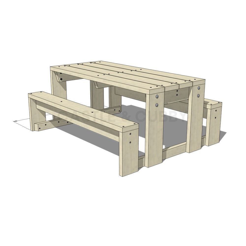 CAD image of timber outdoor table for educational settings