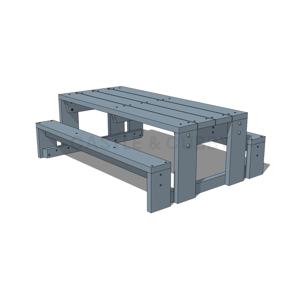 CAD image of painted timber outdoor table for educational settings