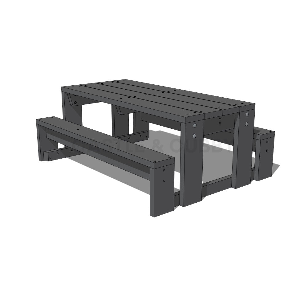 CAD image of painted timber outdoor table for educational settings