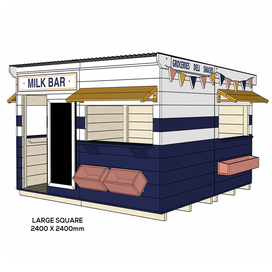 Painted wooden milk bar themed cubby large square size