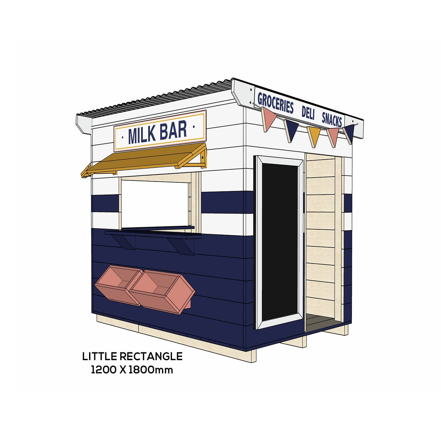 Painted wooden milk bar themed cubby little rectangle size