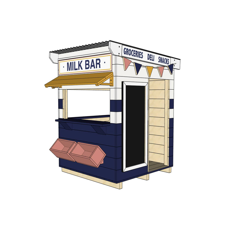 Painted wooden milk bar themed cubby little square size