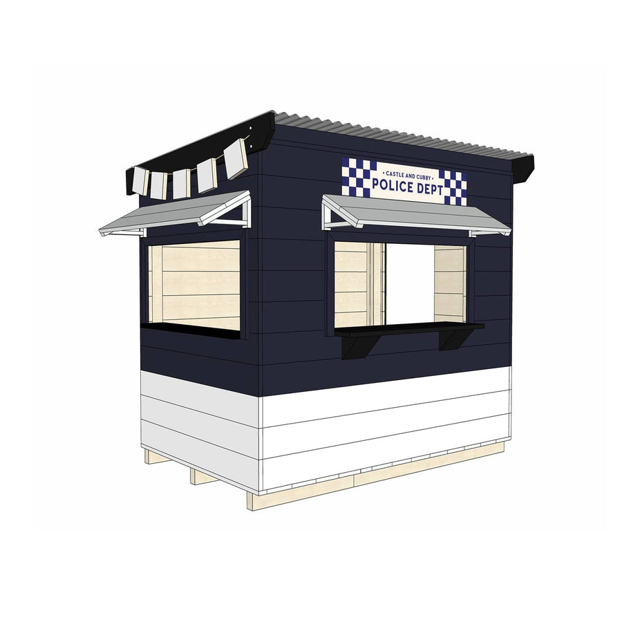 Painted timber police station village cubby house little rectangle size