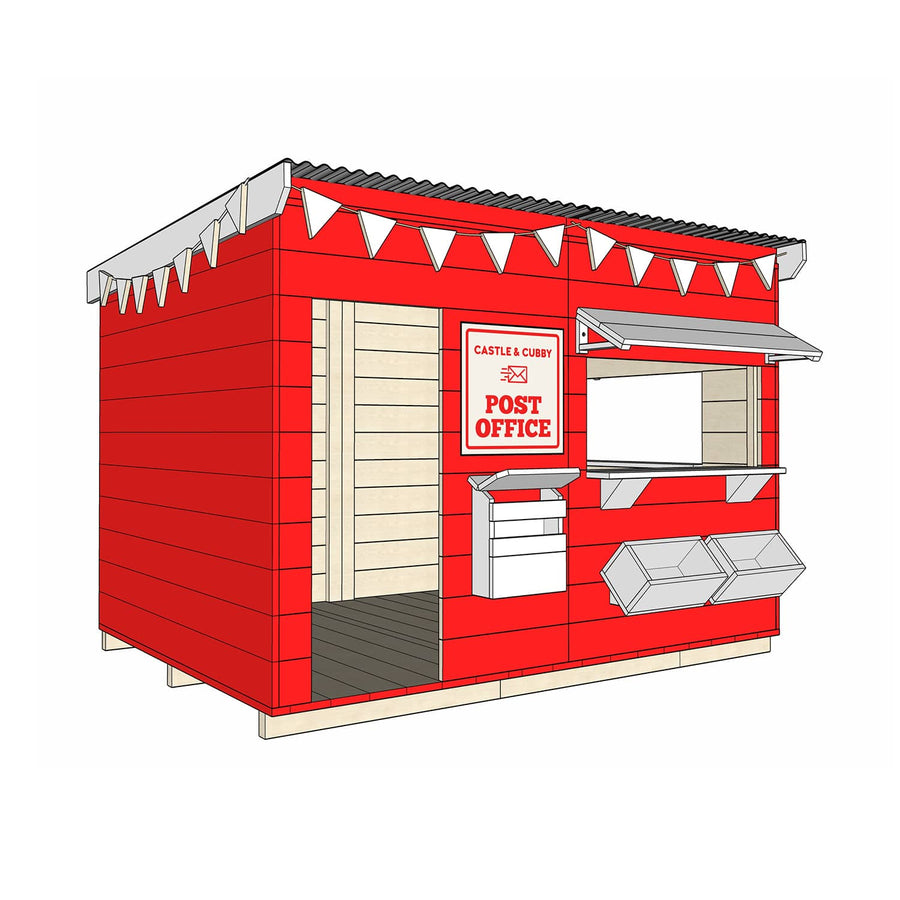 Painted timber post office village cubby house large rectangle size