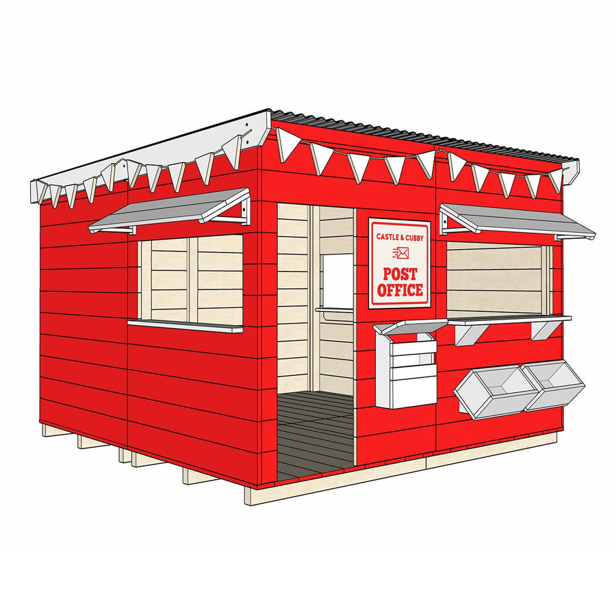 Painted timber post office village cubby house large square size