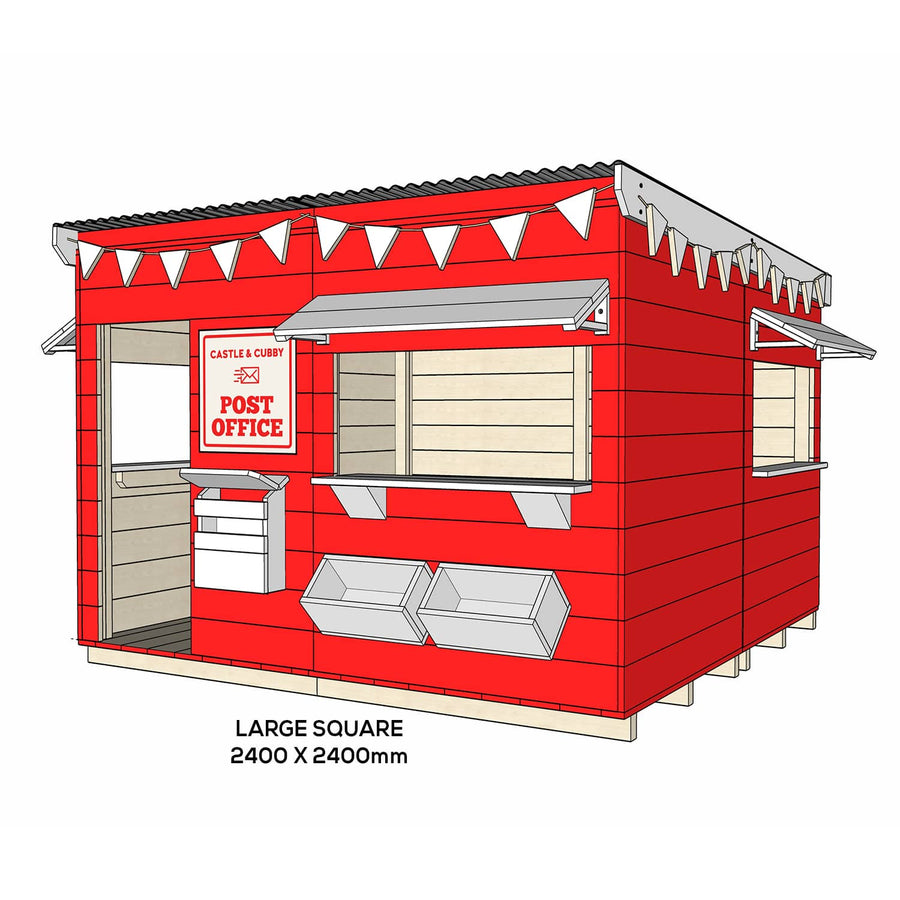 Painted wooden post office themed cubby large square size