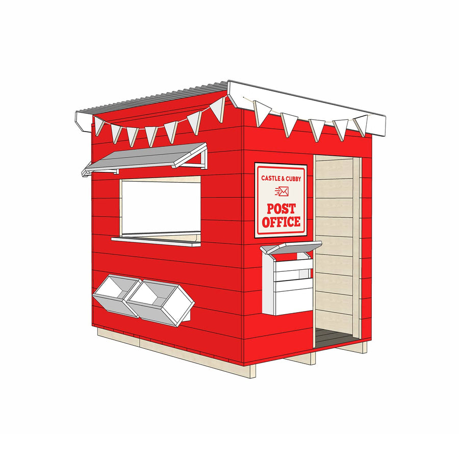 Painted wooden post office themed cubby little rectangle size