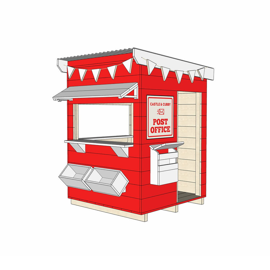 Painted wooden post office themed cubby little square size