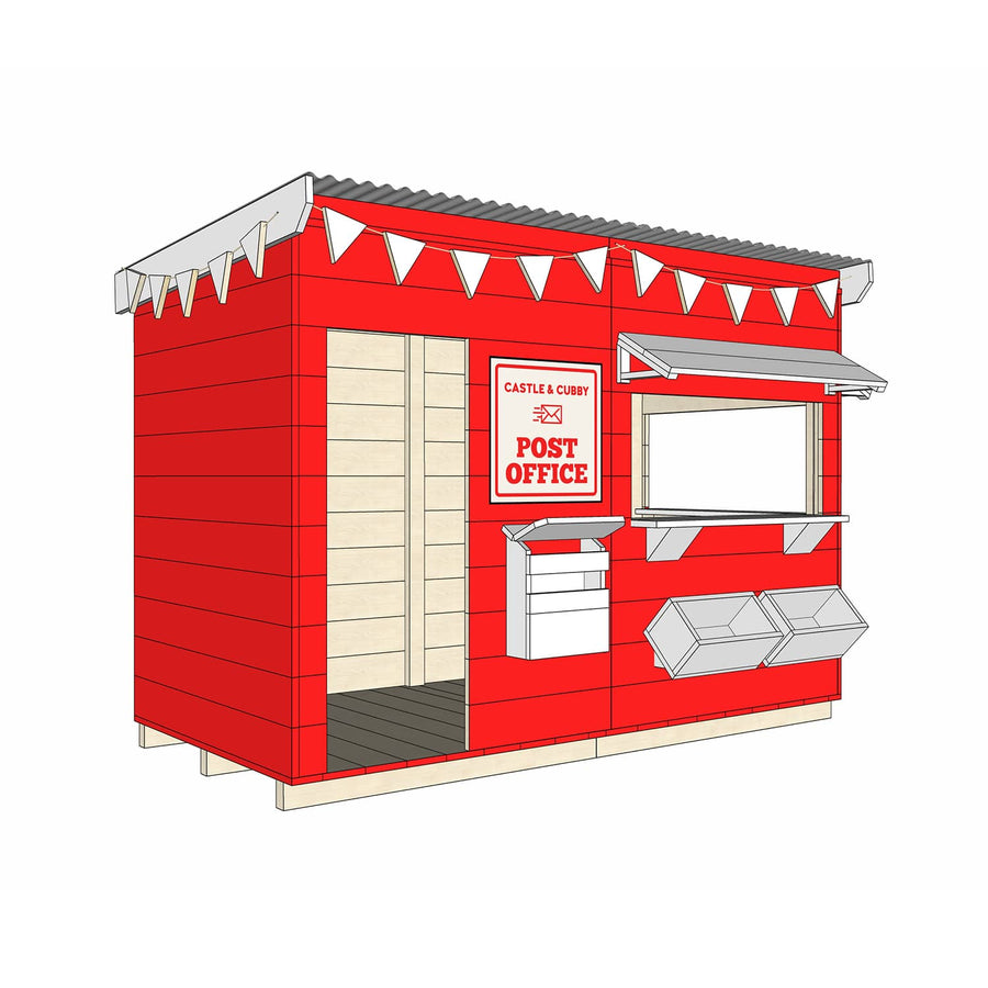 Painted timber post office village cubby house midi rectangle size