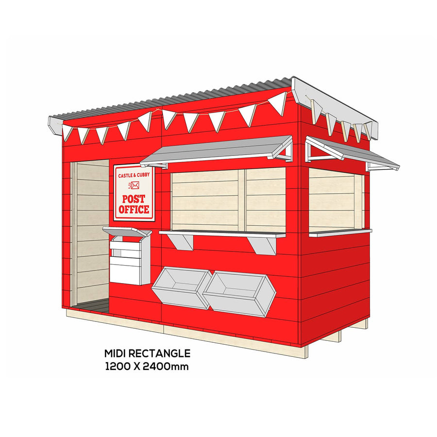 Painted wooden post office themed cubby midi rectangle size