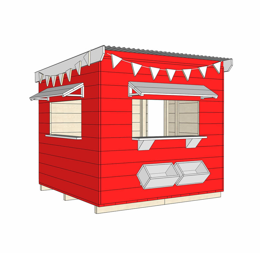 Painted timber post office village cubby house midi square size