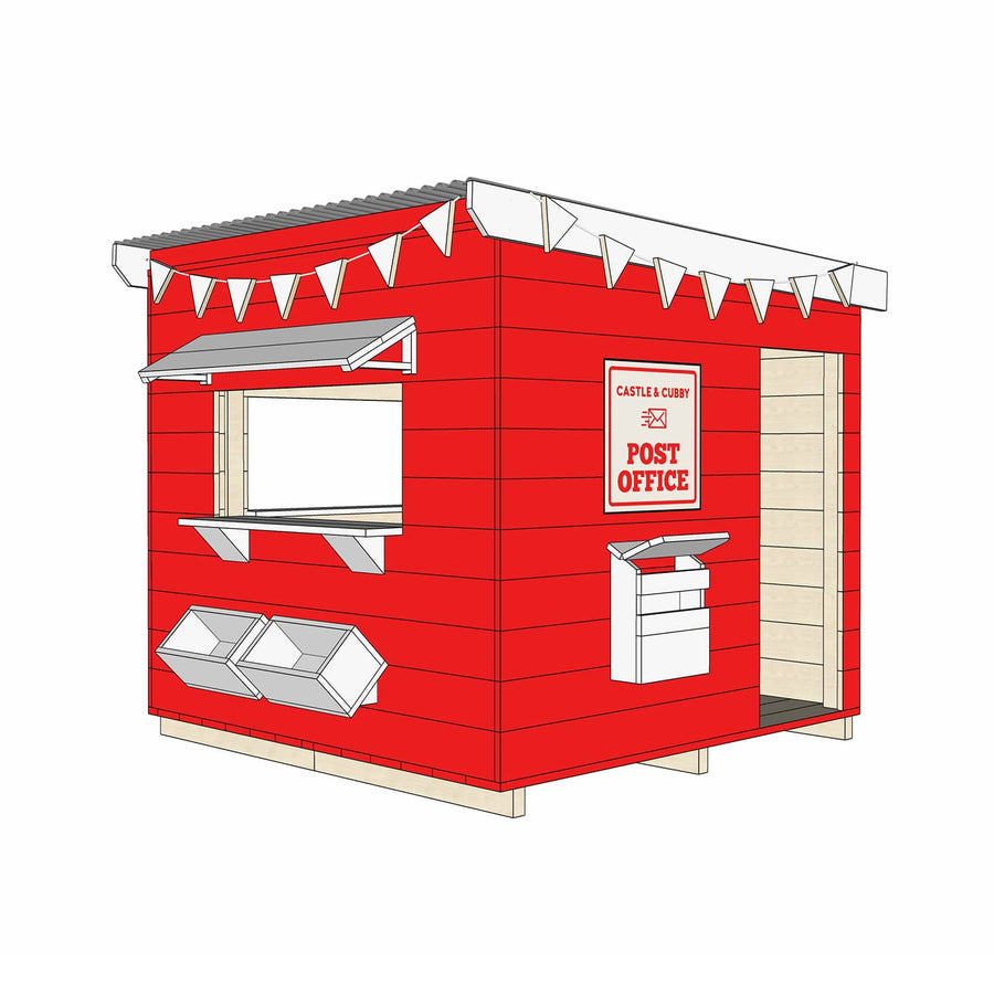 Painted wooden post office themed cubby midi square size