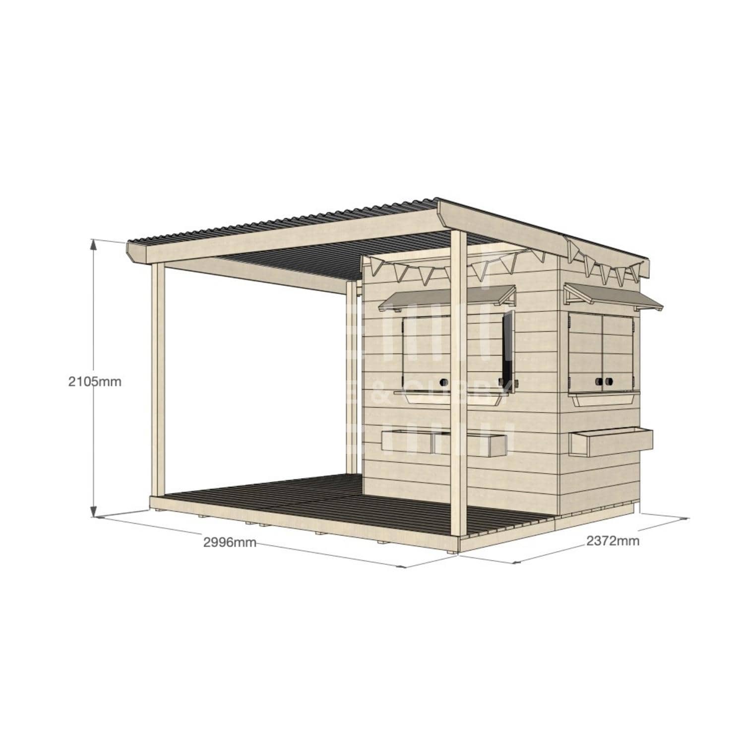 Raw pine extended height house with wraparound verandah for residential backyards little rectangle size with dimensions