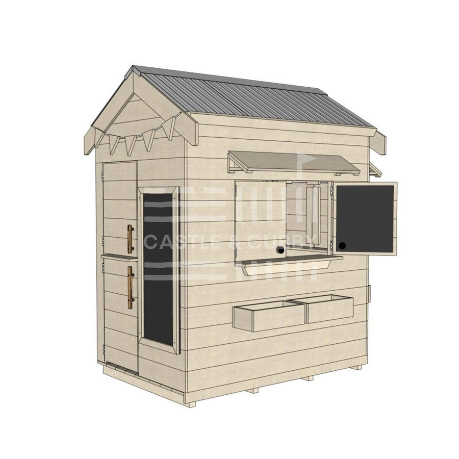 Pitched roof extra height raw wooden cubby house residential and family homes little rectangle accessories
