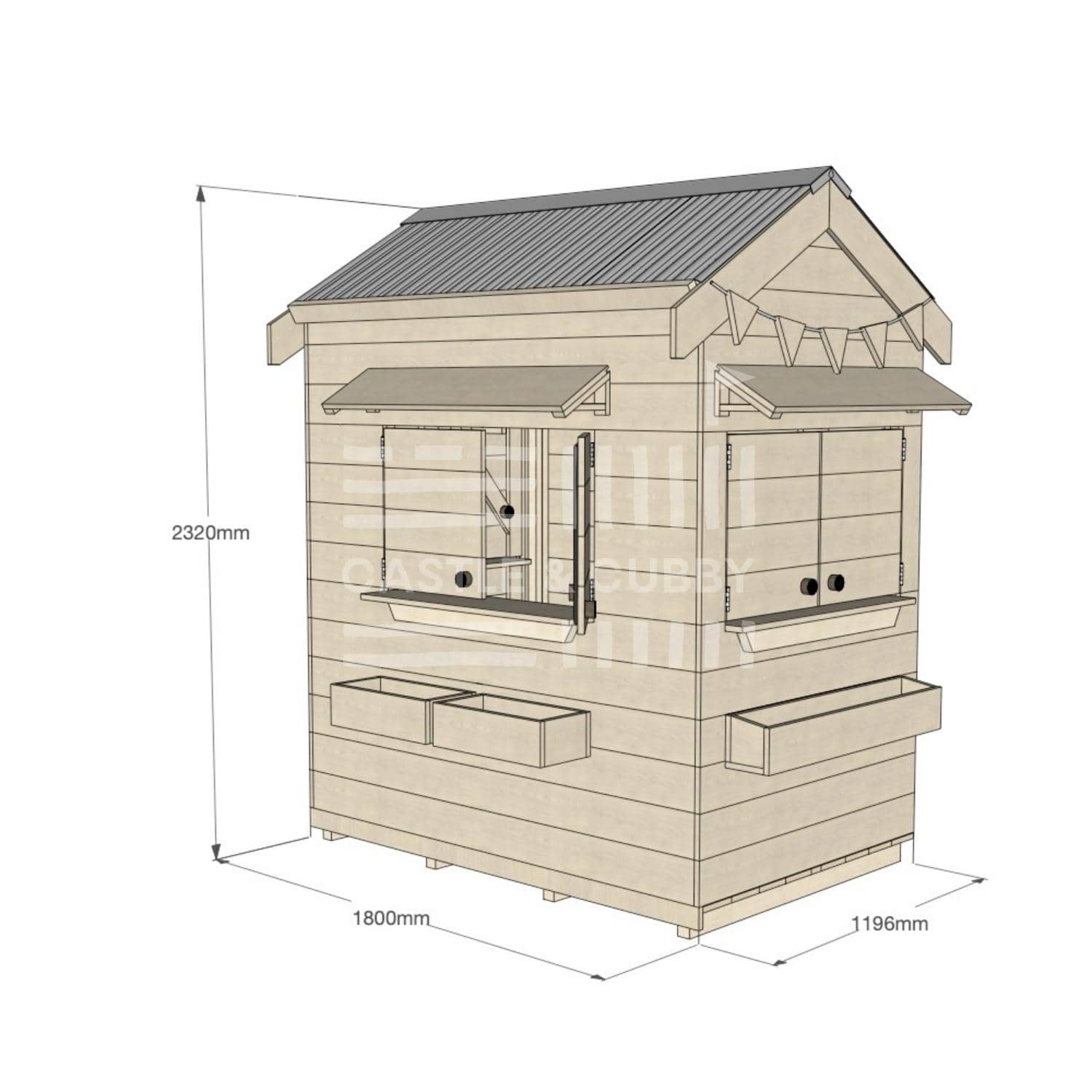 Pitched roof extra height raw wooden cubby house residential and family homes little rectangle dimensions