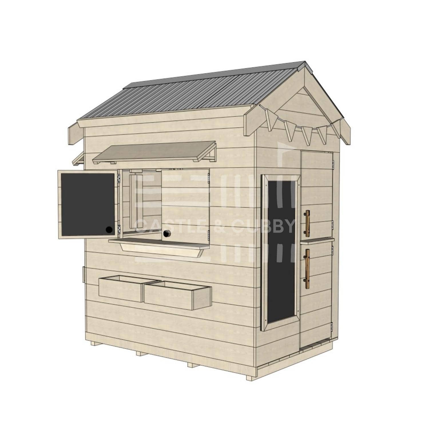 Pitched roof extra height raw wooden cubby house residential and family homes little rectangle accessories