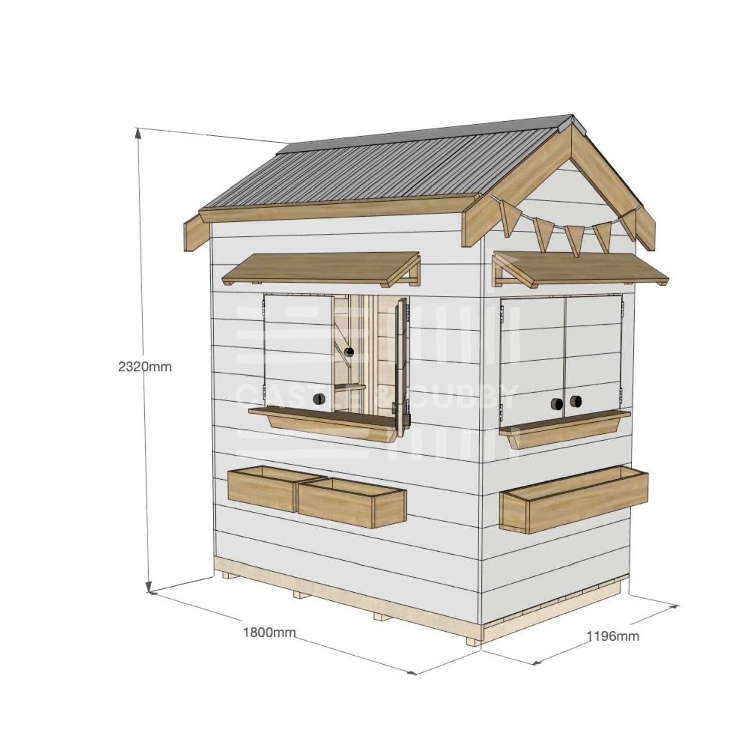 Pitched roof extra height painted wooden cubby house residential and family homes little rectangle dimensions