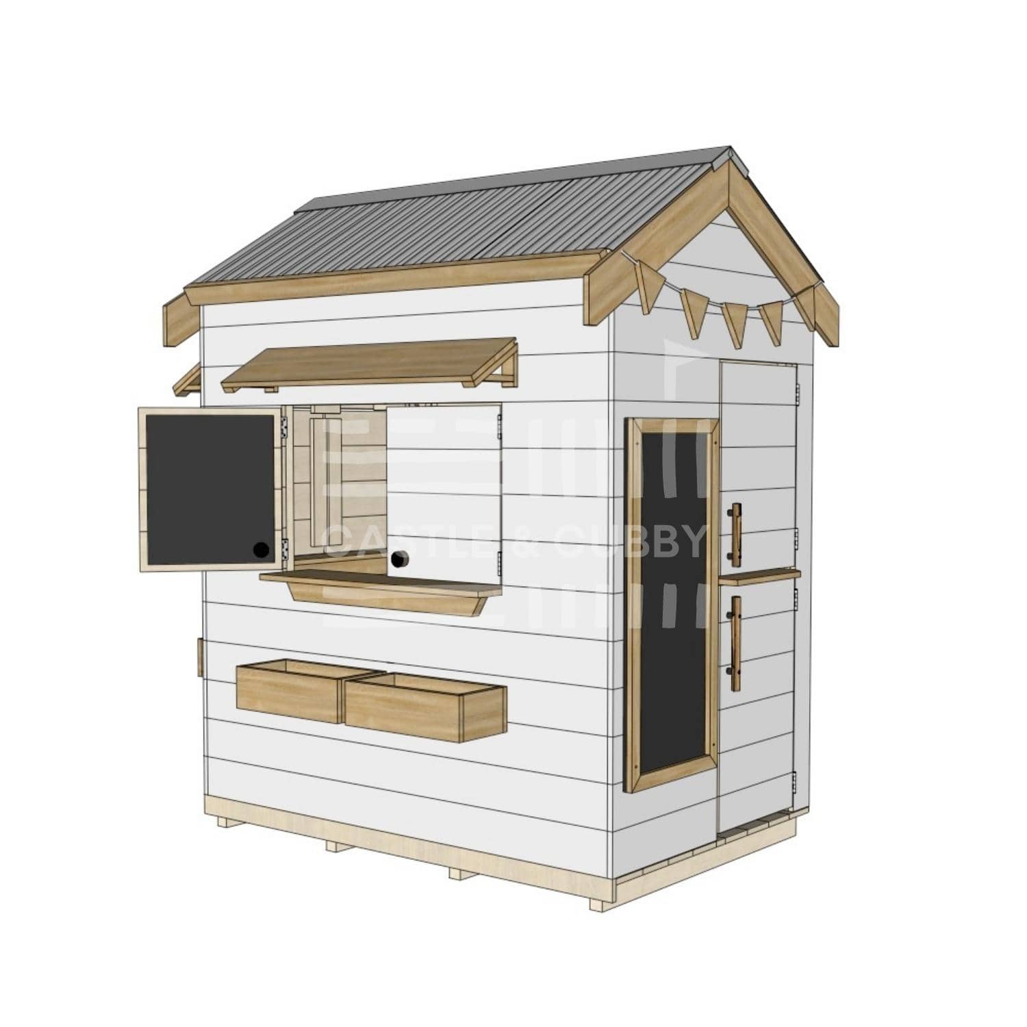 Pitched roof extra height painted wooden cubby house residential and family homes little rectangle accessories