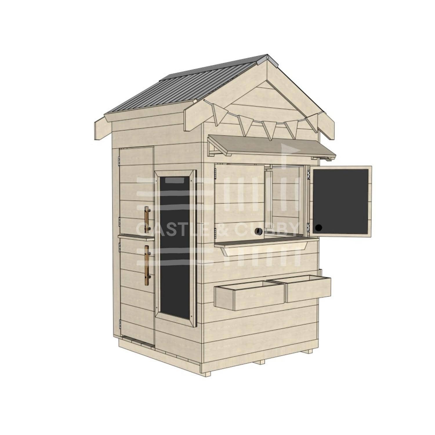 Pitched roof extra height raw wooden cubby house residential and family homes little square accessories