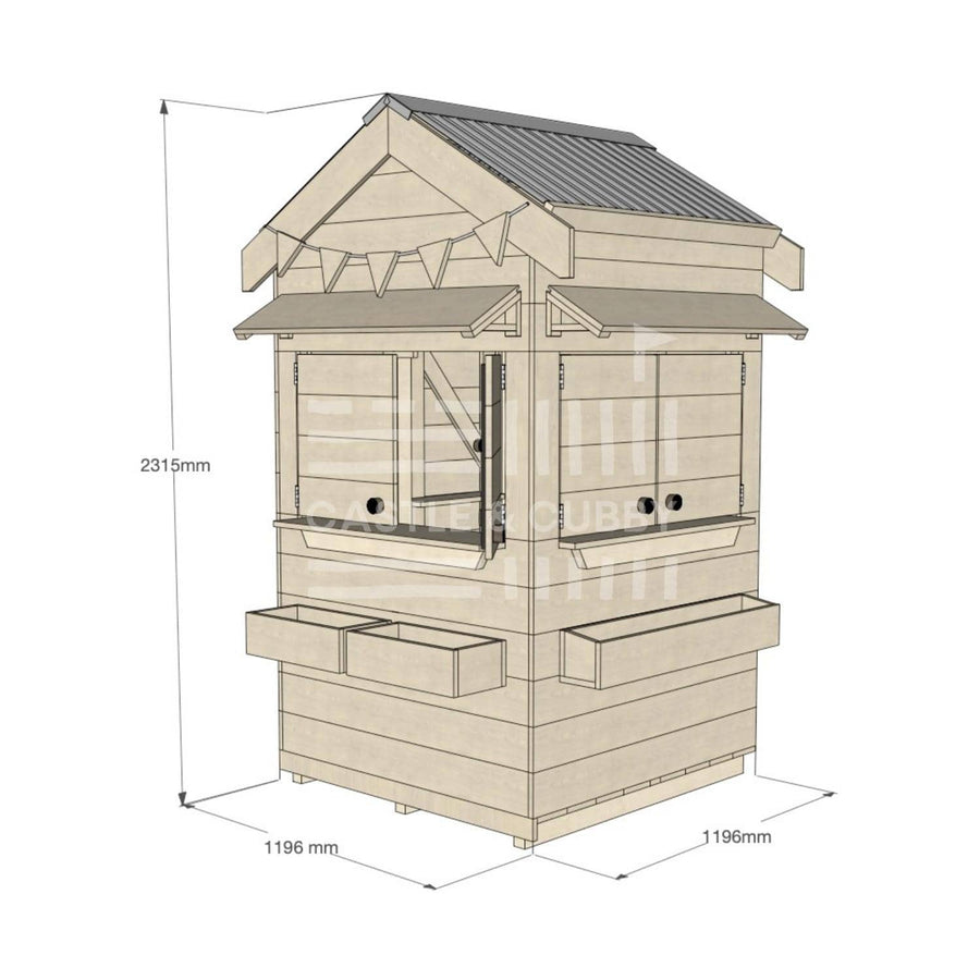 Pitched roof extra height raw wooden cubby house residential and family homes little square dimensions